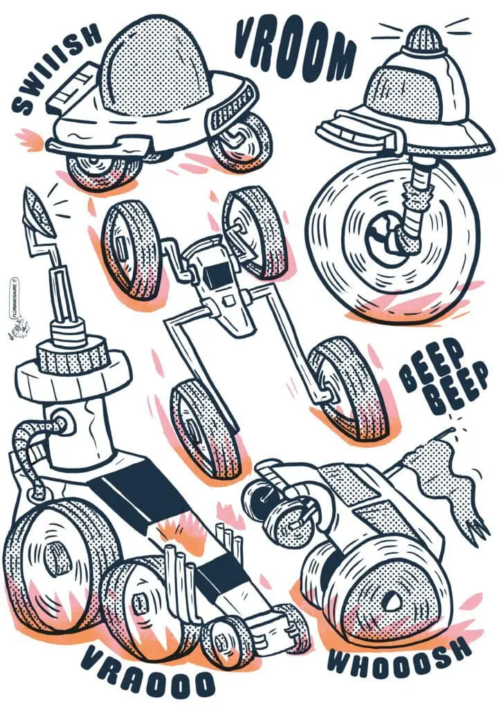 Small vehicles colored