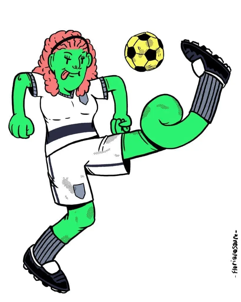 une femme joue au foot
