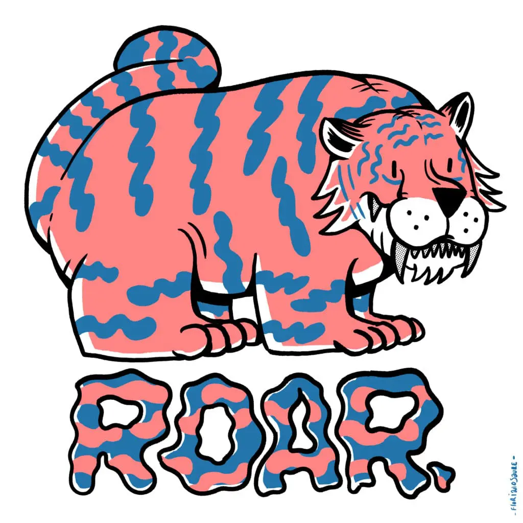 Un tigre bleu et rose
